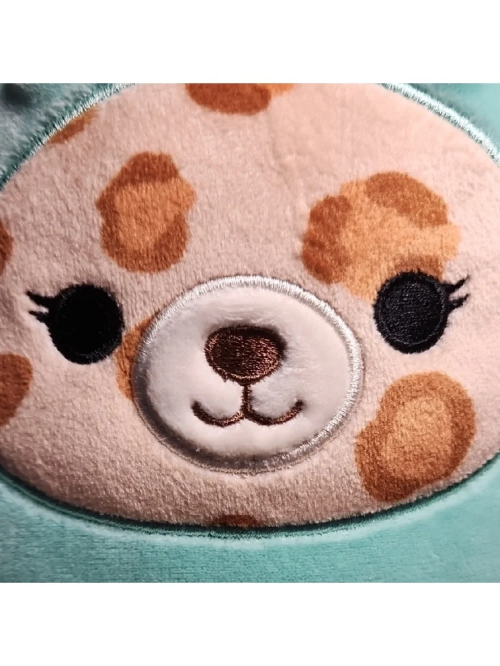 Plush Leopard-Faced Sea Creature Stuffed Toy - Aqua & Cream